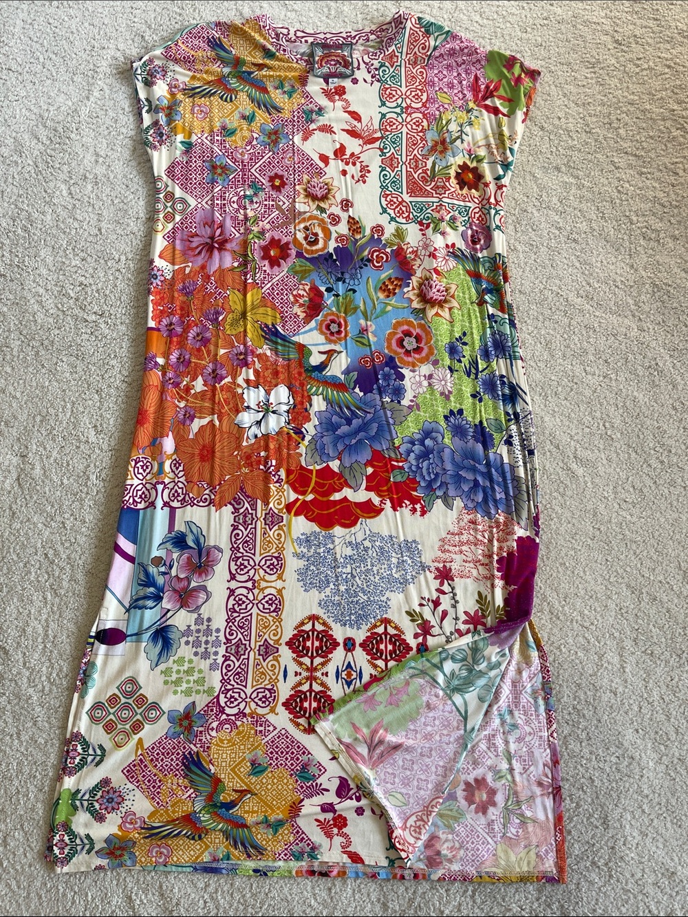 Johnny Was Multi-Color Floral Patchwork Maxi Dress